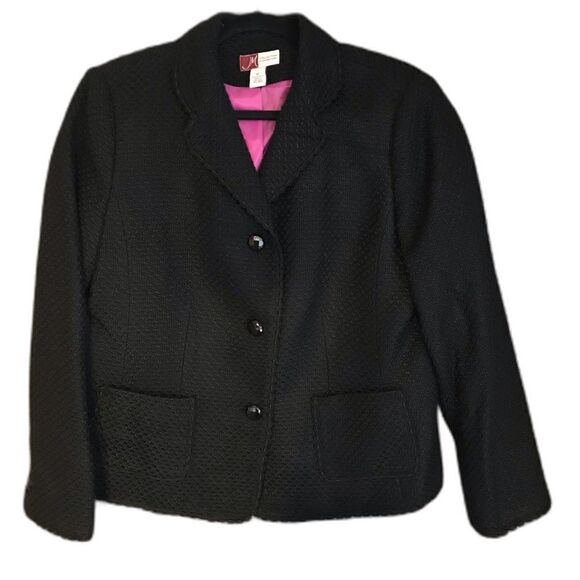 JM Collection Blazer Women's Size 12 Black Lace Trim Long Sleeve Button Pockets - Picture 5 of 11